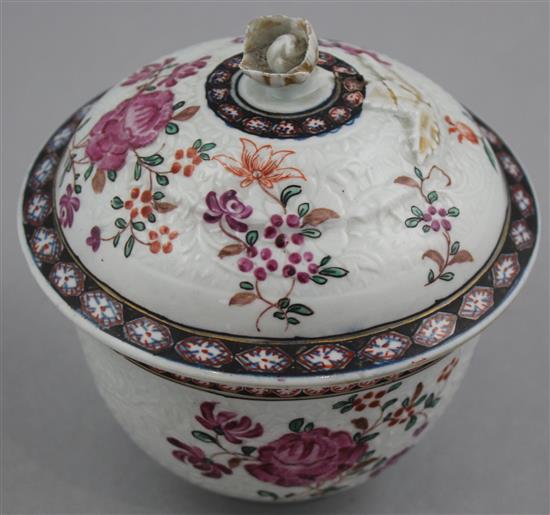 A Worcester flower moulded sucrier and cover, c.1780, 12cm